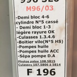 PIÈCES MOTEUR M96/03 PORSCHE 996 / N°5632