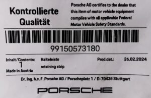 Listel de maintien neuf origine Porsche 991 GT3