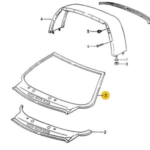 ENCADREMENT DE PARE BRISE PORSCHE 964 CAB / 96450308740GRV / N°2455