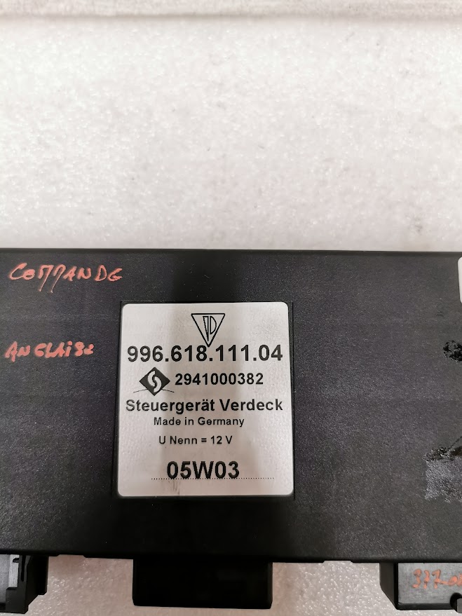 CALCULATEUR ÉLECTRONIQUE COMMANDE DE CAPOTE PORSCHE 996 CABRIOLET / 99661811104 / N°6284