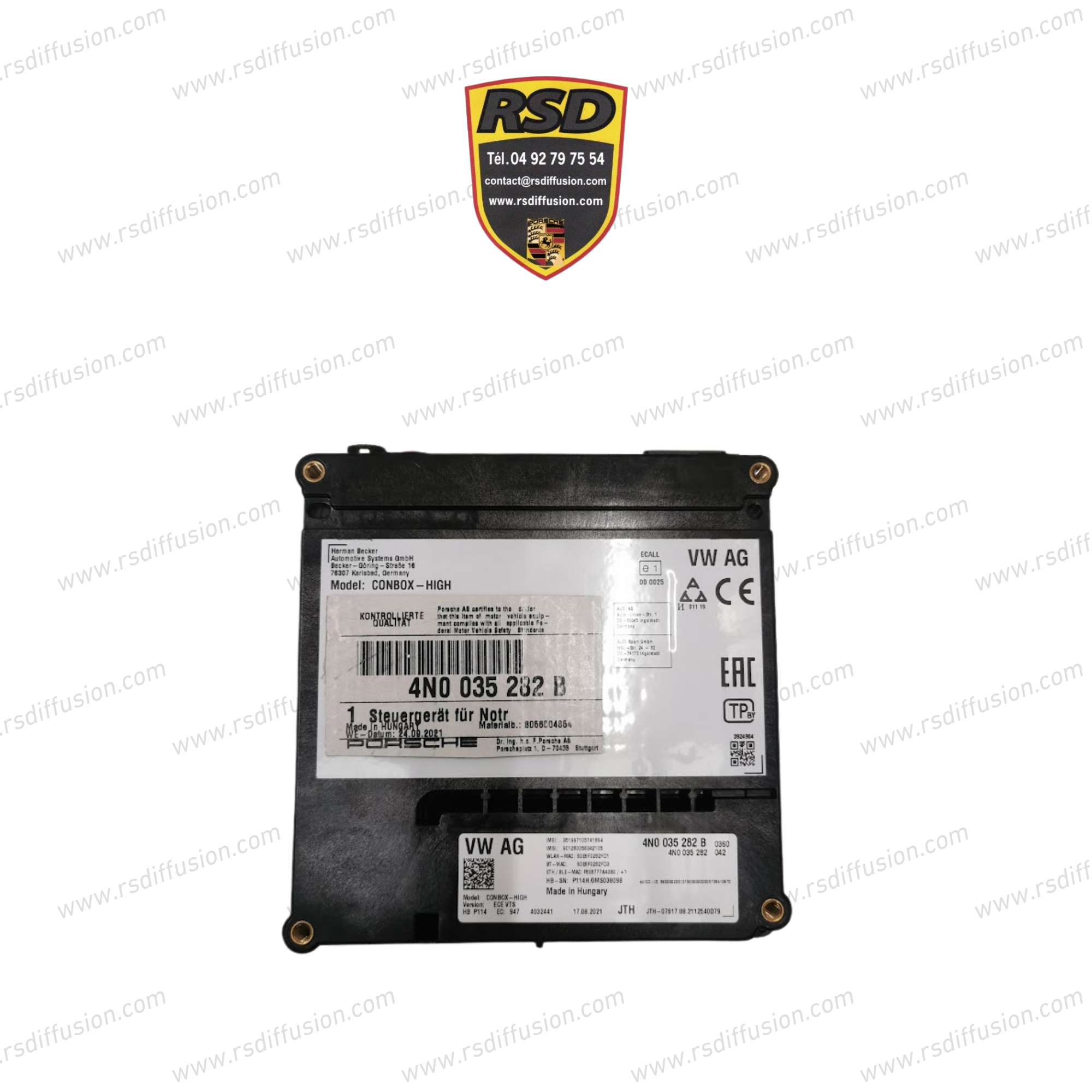 CALCULATEUR MODULE D'APPEL D'URGENCE ET UNITÉ DE COMMUNICATION ORIGINE PORSCHE 992-1 / 4NO035282B / 992035286 / N°6424